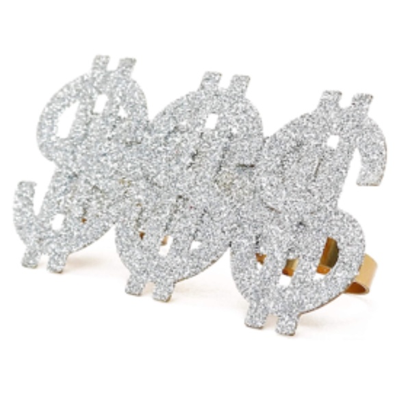 Triple Dollar Sign Ring Three Finger Gangster Ring - Picture 4 of 5